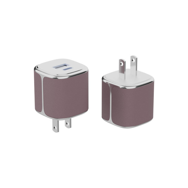 Chargeur murale élégant de 35W USB-C et USB-A PD GaN Chargeur murale avec coque en cuir
