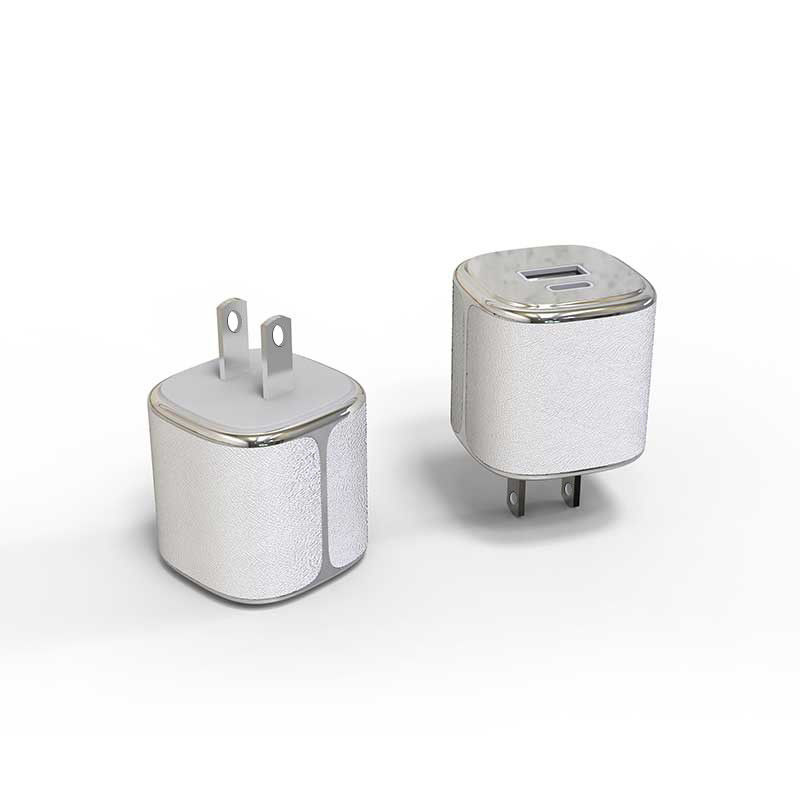 Puissant chargeur murale de type C USB-C et USB-A PD GaN chargeur murale avec coque en cuir