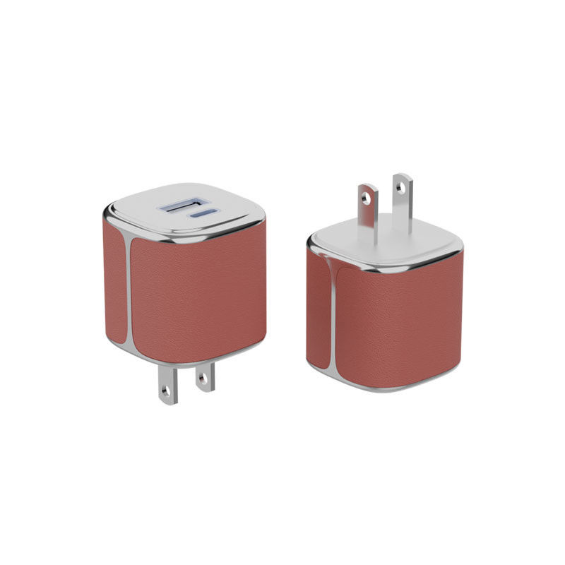 Puissant chargeur murale de type C USB-C et USB-A PD GaN chargeur murale avec coque en cuir